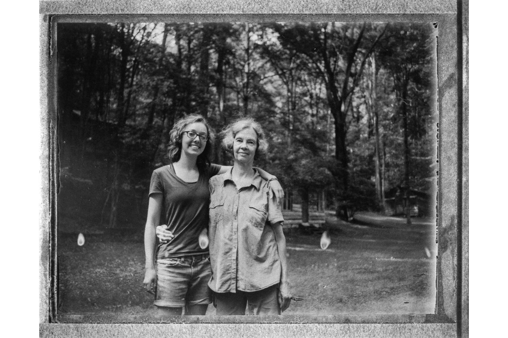 Nicole Siefert and Alice Lorenz portrait shot at Gnaw Bone Camp on FB-3000b film