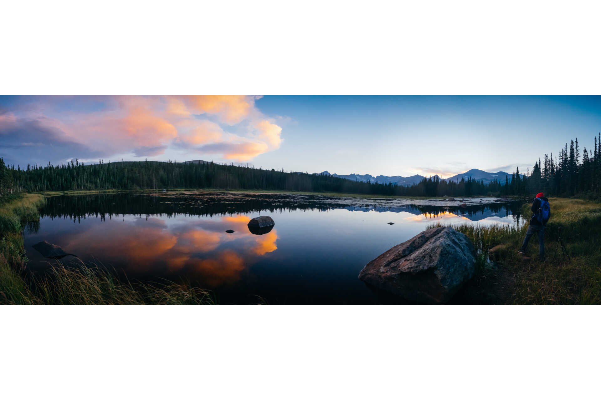 Sunset panorama at Bear Lake in Rocky Mountain National Park