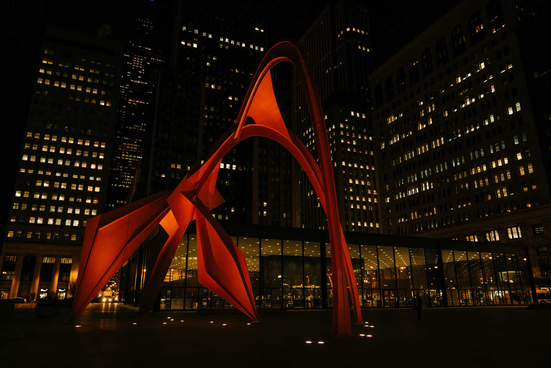 The Flamingo by Alexander Calder in Chicago, Illinois