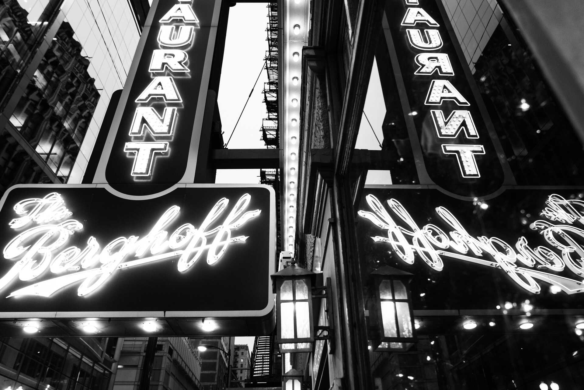The Berghoff Restaurant sign in Chicago, Illinois